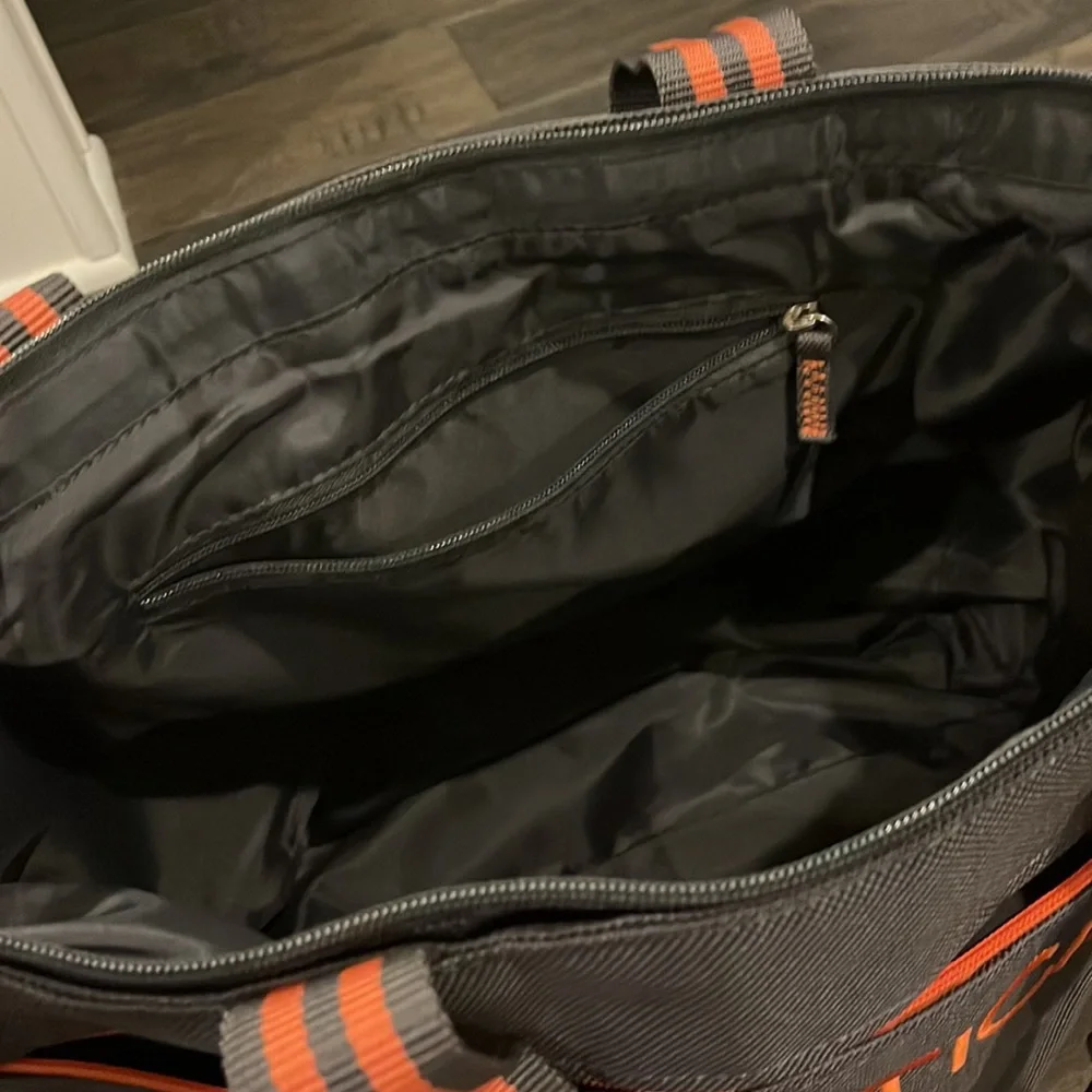 Nautica Grey Orange Canvas Tote new beach pool vacation